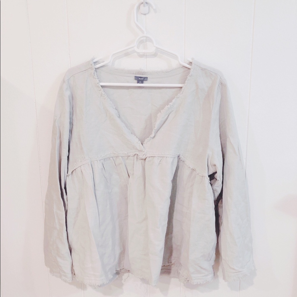 Cute Beige Canvas Long Sleeve